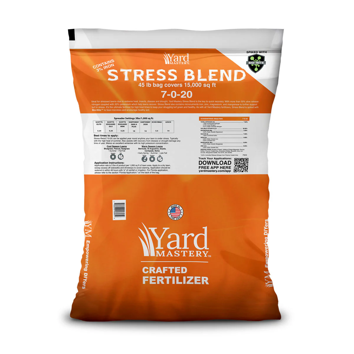 Stress Blend 7-0-20 Granular Lawn Fertilizer with Iron & Bio-Nite™ – Heat & Drought Support - Image 3